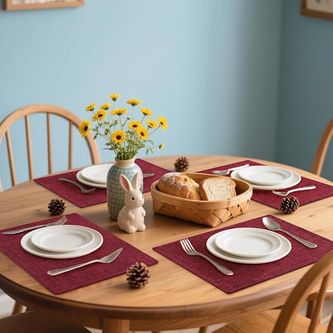Homaxy Cloths Placemats for Dining Table Set of 6, Cotton Linen Blend Table Mats - Image 4