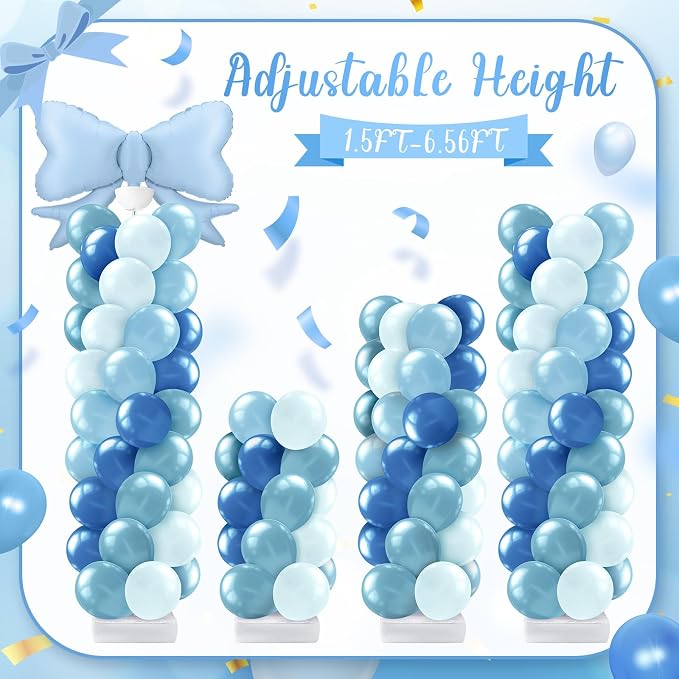 Kasyat Dusty Blue Bow Balloon Column Stand Kit Retro Baby Blue Balloon Arch - Image 4
