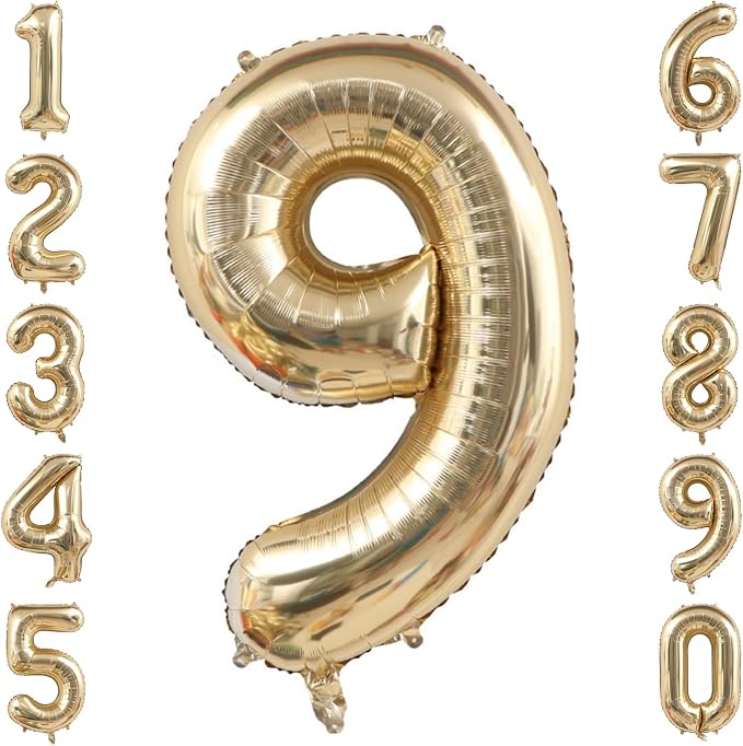 White Gold Number 9 Balloon 40 Inch, Champagne Foil Digit | Stunning White Gold by Unknown