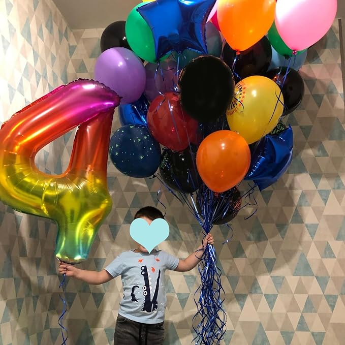 40 Inch Rainbow Number Balloon 4, Large Number Foil Balloons Mylar - Image 5