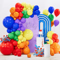 PartyWoo Rainbow Balloon Arch Kit 142pcs Colorful and Blue Balloons | Red Green by PartyWoo