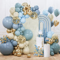 PartyWoo Dusty Blue Balloon Arch Kit 142pcs Light Blue Balloons | Baby White by PartyWoo