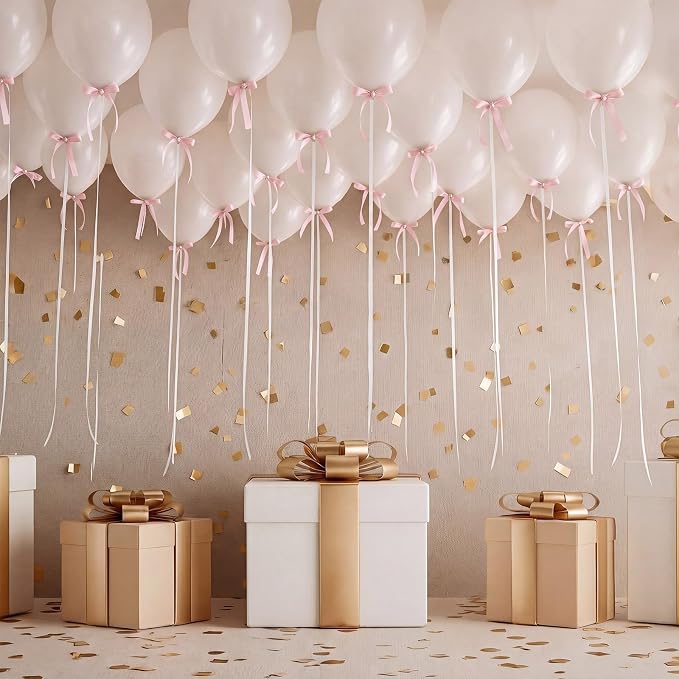 Gejoy 63 Pcs Ceiling Balloons Kit 12'' Pearl White Balloons - Image 7