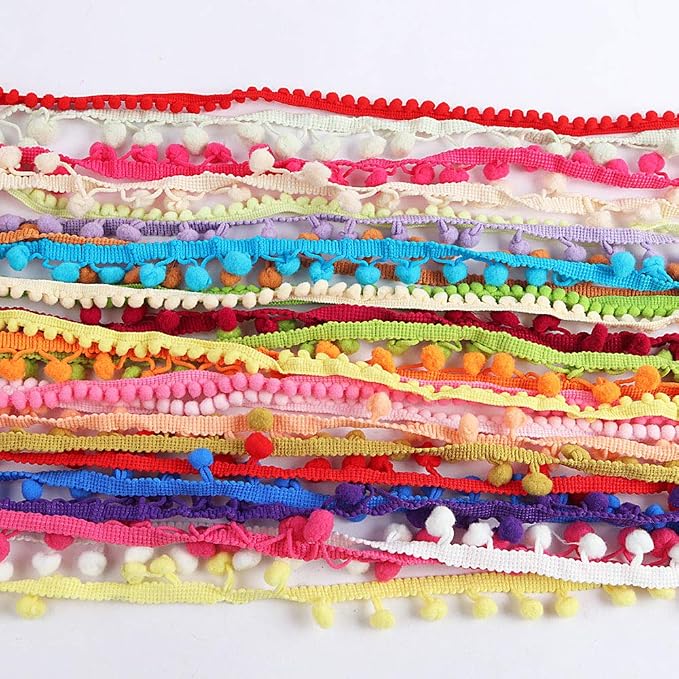 24yards Pom Pom Trim Random 0.39 to 0.59inch Ball Fringe Garland Ribbon Sewing - Image 2