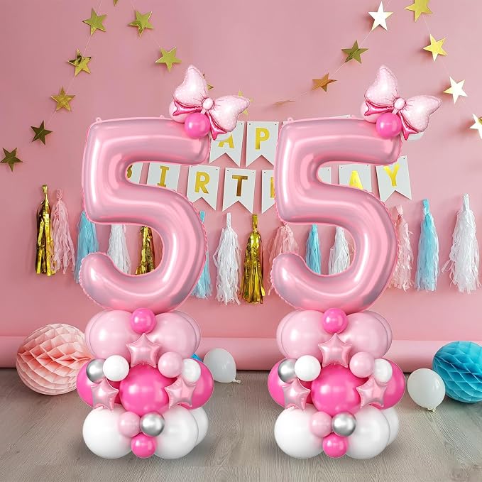 40 Inch Pink Number 5 Balloon for 5th Birthday Decoration Pastel Baby Pink - Image 4