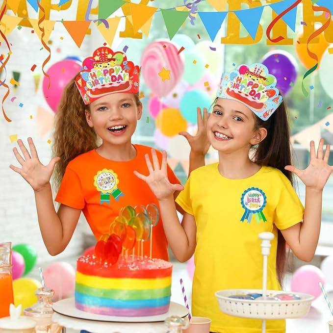 QAUYETM72 PCS Birthday Crowns Classroom Include 36 Colorful Birthday Paper Hats - Image 5