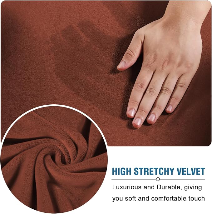 H.VERSAILTEX Modern Velvet Plush 4 Piece High Stretch Sofa Slipcover Cover - Image 5