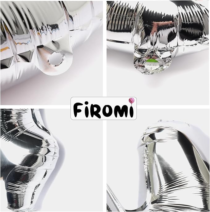 FIROMI 25 Number Balloons Silver Big Foil Mylar 52 Balloon Numbers 40-inch | - Image 5