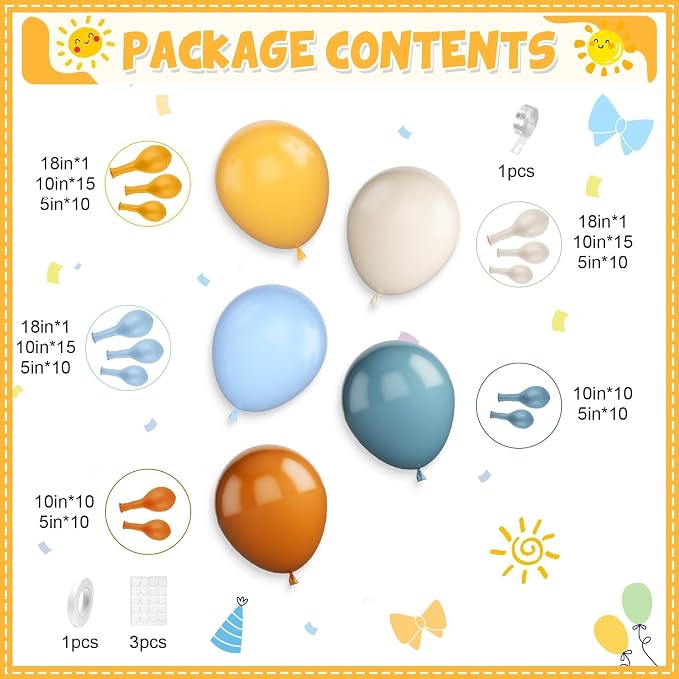 Here Comes the Son Balloon Arch Kit, Retro Blue Yellow Boho Balloon Garland - Image 2