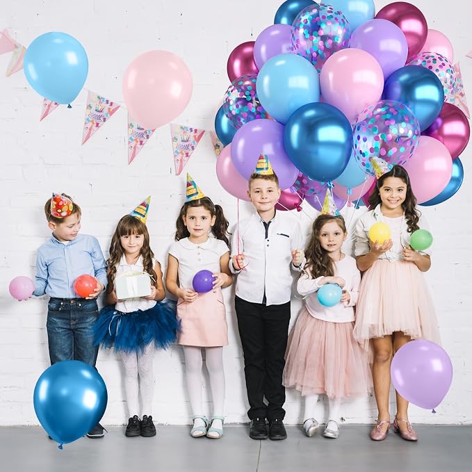 Pink and Blue Balloons, 12 Inch Metallic Maca Blue Pink Purple - Image 5