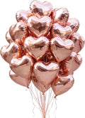 30 Pcs 18 Inch Rose Gold Heart Foil Mylar Helium Balloons by Makeyourpartypop