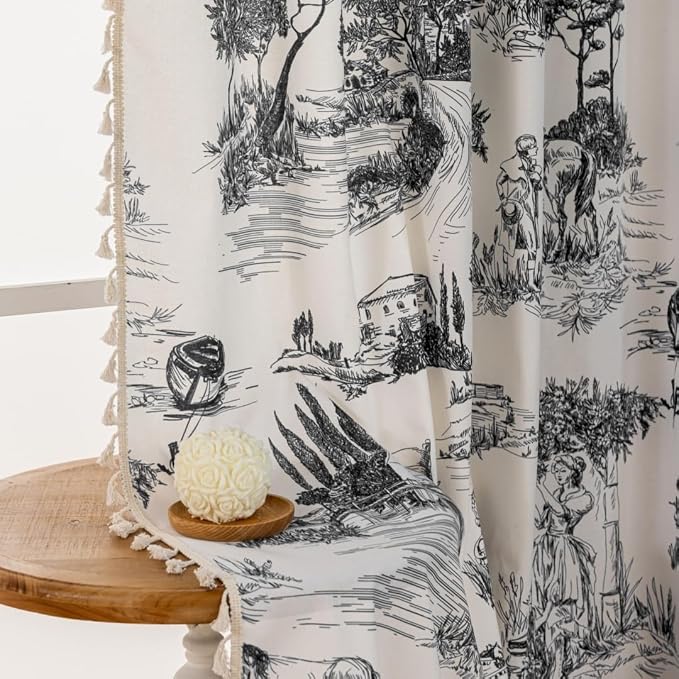 F-CHU Vintage Patterned Curtains 84 Inches Long - Image 2