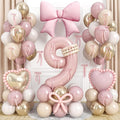 Light Pink 9 Balloon Number, Dusty Baby Pink Gold Sand White Latex Balloons 40 by Jobkoo