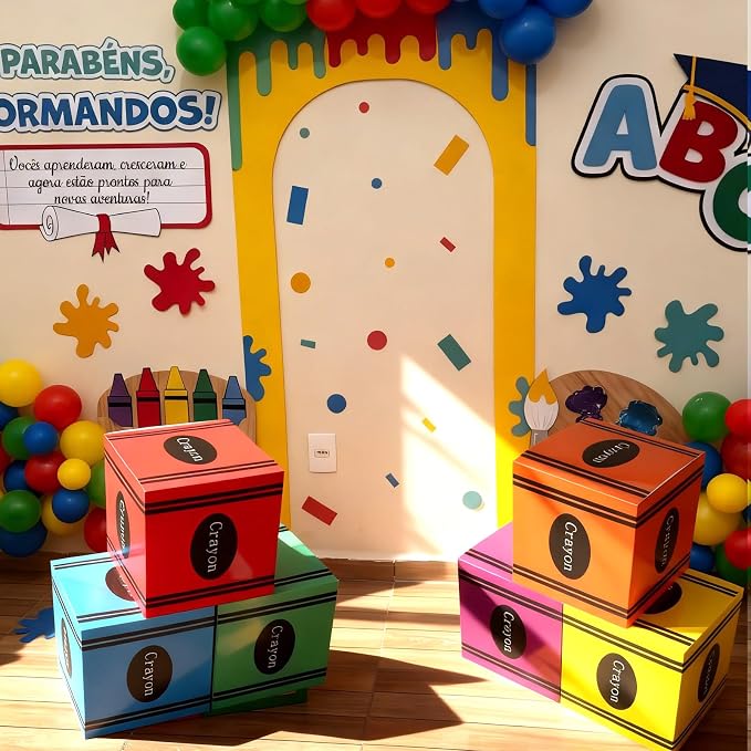 Kolldenn 6 Pcs Back to School Decorations Crayon Balloon Boxes, First Day of - Image 5