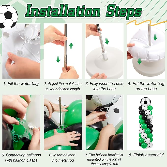 Yalikop 2 Sets Soccer Party Balloon Column Stand Kit - Image 3