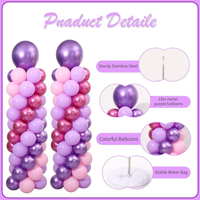 Pink and Purple Balloon Column Stand Kit Set of 2 - Image 4