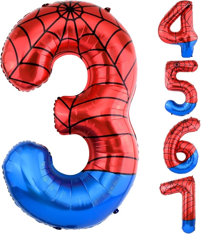 40 Inch Vibrant Spider-Themed Number Foil Balloons by AXBMM