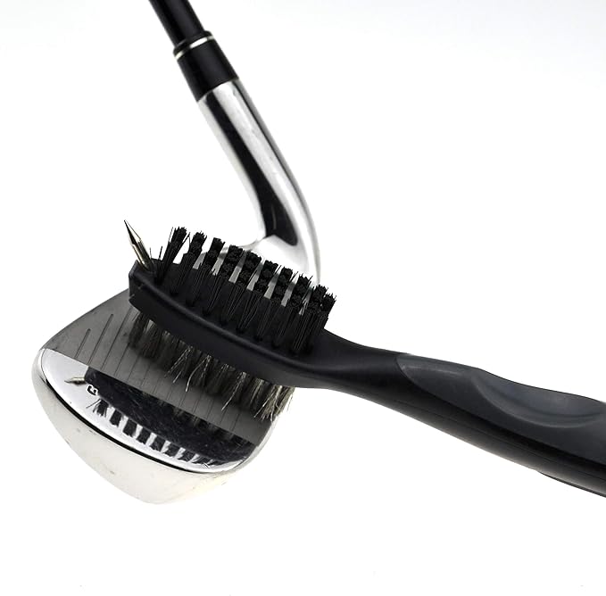 Mile High Life Microfiber Waffle Pattern Golf Towel | Club Groove Cleaner Brush | Foldable Divot Tool with Magnetic Ball Marker (Dark Gray Towel/Brush/Fish Divot)