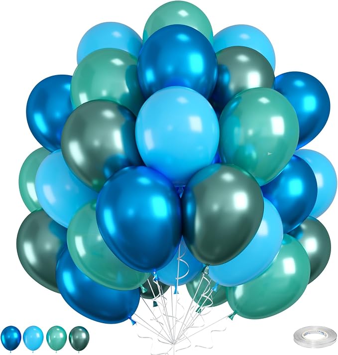 Blue and Green Balloons for Birthday Wedding Decorations | 12-inch light blue by FunHot
