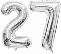 40 Inch Silver 27 Balloons Giant Number 27 Balloons Silver 27 Birthday Balloons by LHOAVWE