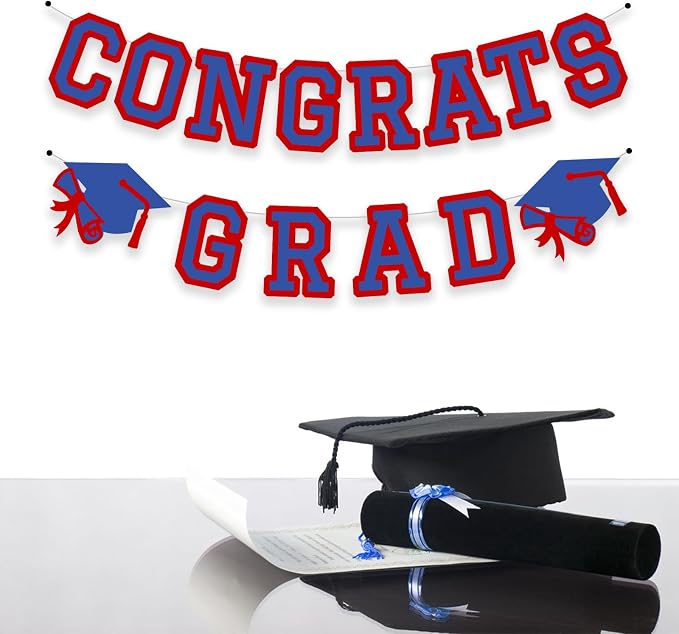 Congrats Grad Banner Graduation Party Banner Decoration Hanging Garland High - Image 3