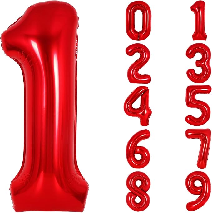 Number Balloons Red Party Balloon by United-UnicornsParty