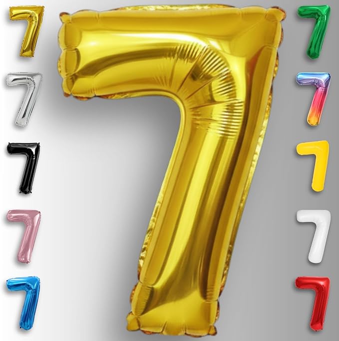 Gold Number Balloon 7 Mylar Foil Balloons 40 inch - Image 6