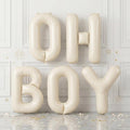 40 Inch Beige Oh Boy Balloons, Large Cream White OH BOY Balloon Letters by BIAPIAN