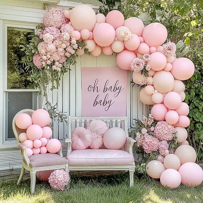 Pastel Light Pink Balloons Double Stuffed Pink Balloon Garland Arch Kit - Image 7