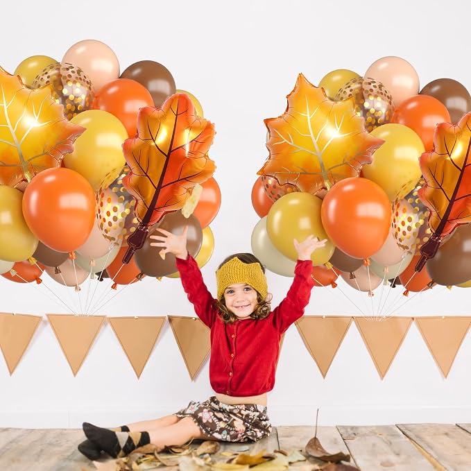 Fall Balloons, 12 Inch Orange Yellow Brown and Nude Balloonis, Leaf Balloon - Image 6