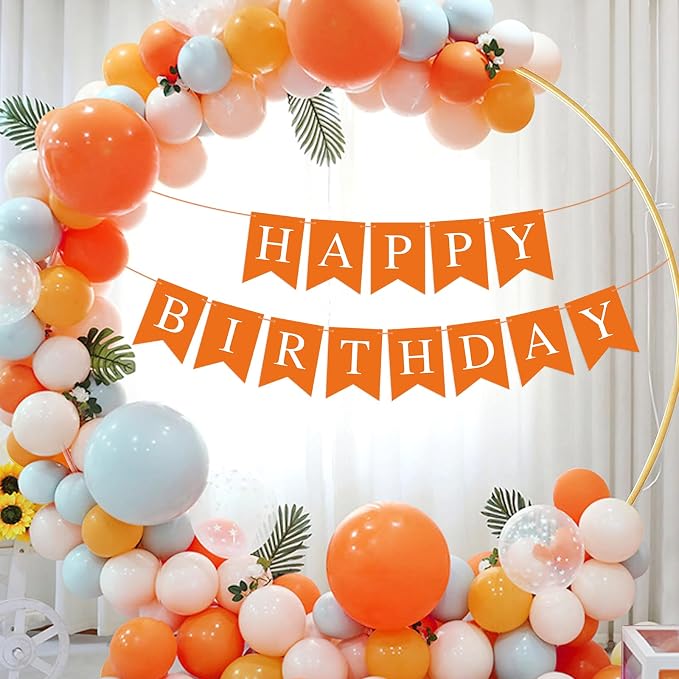 Orange Happy Birthday Banner Birthday Sign - Image 4