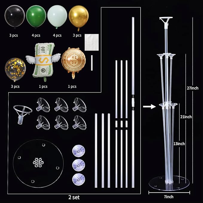 Money Dollar Balloon Stand for Table Centerpiece Stand Kit 2 Sets - Image 3