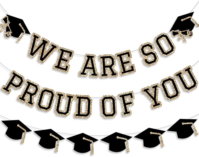 We Are So Proud Of You Banner Graduation Party Decorations Congrats Grad Cap by Unknown