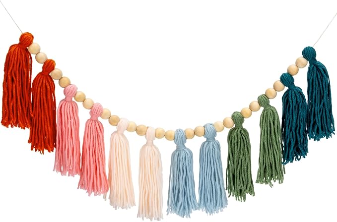 RAINFLOW Tassel Garland with Wood Beads by Unknown