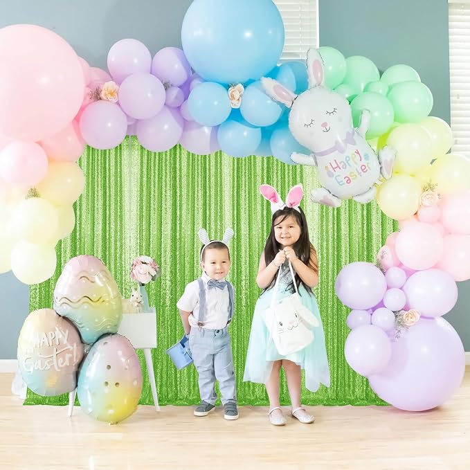 2×8FT-6PCS Apple Green Sequin Backdrop Curtains Panels, Photography Backdrop - Image 3