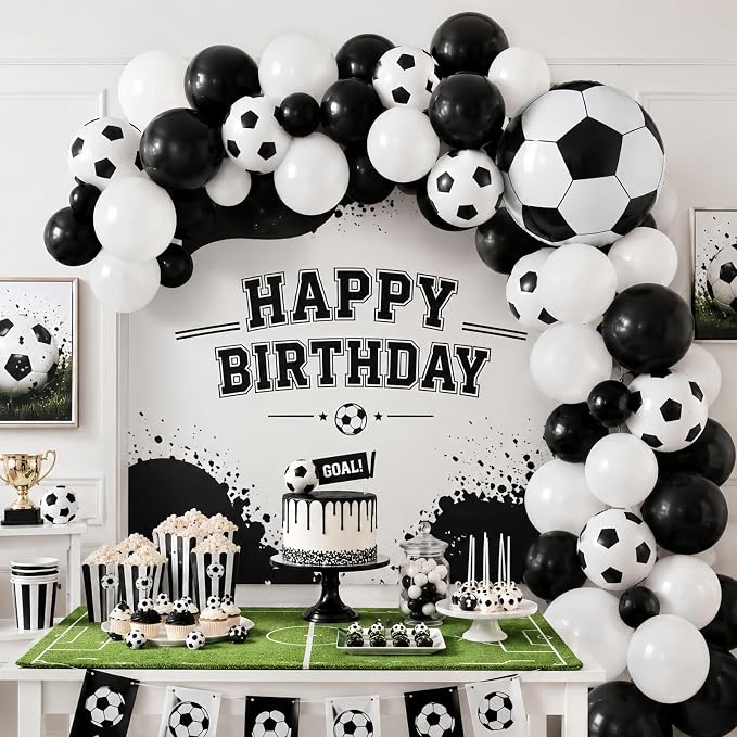 Soccer Balloons, 12 Inch Black White Latex Balloons - Image 5