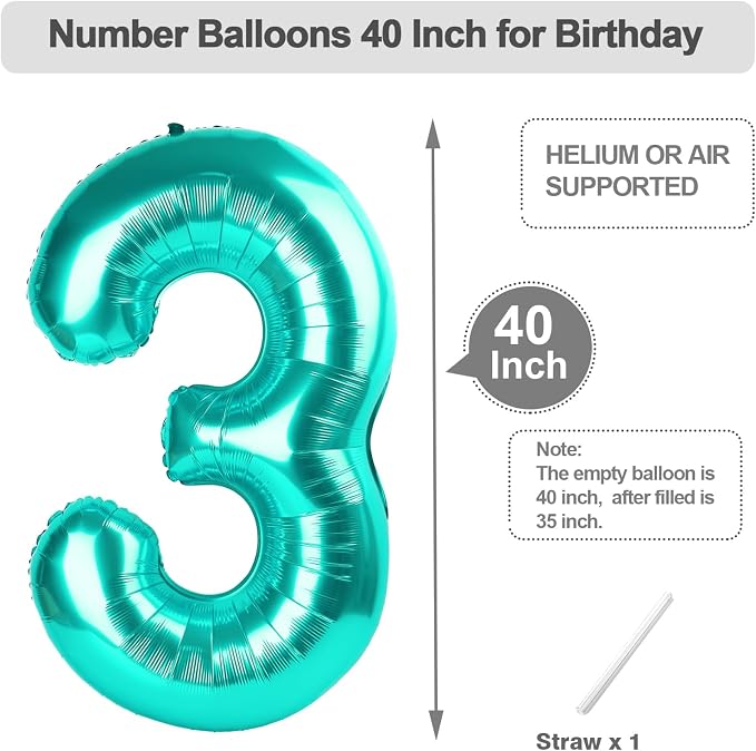Happy Birthday Balloon 40 Inch Blue-Green 2 Balloon - Image 5