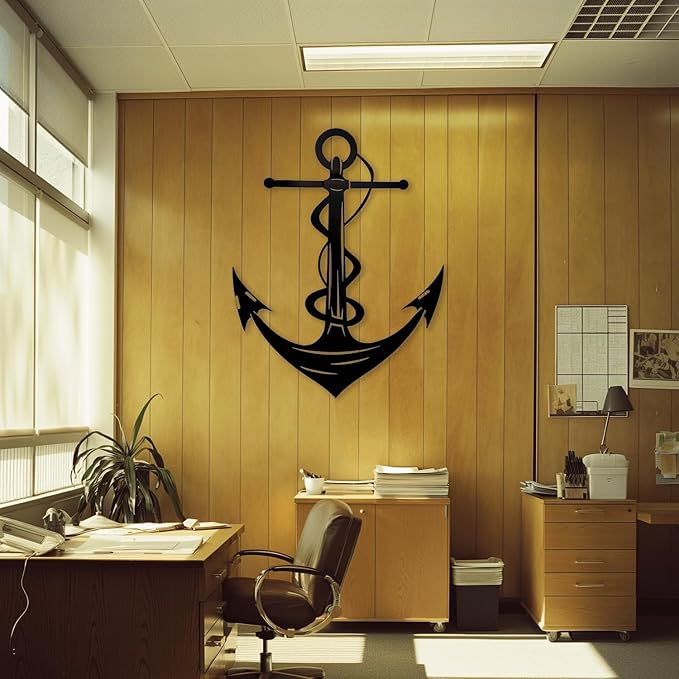 XXQ Anchor Metal Wall Decor, Anchor Metal Wall Art for Bedroom Living Room Dorm Antique Anchor Wall Decor Antique Metal Anchor Farmhouse Decor (Whhite, 35" x 53" / 90 x 135cm)