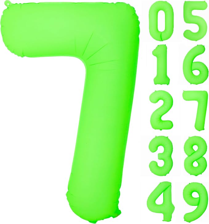 Green Birthday Number 7 Balloon 40 inch Fluorescent Green Number 7 | Helium by Exquisitehighqualitypartydecorationstomeetyoureveryneed%EF%BC%81