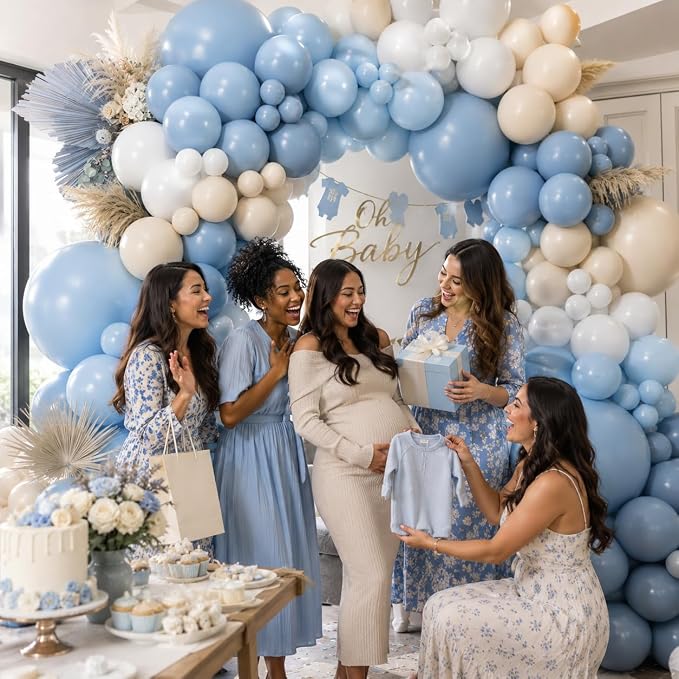 450Pcs Dusty Blue White Sand Balloons Garland Arch Kit - Image 4