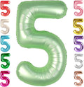 5 Balloon Numbers Birthday Decorations, 40In Sage-Green Balloons by Mluchee