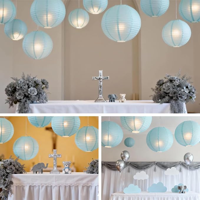Light Blue Chinese Paper Lanterns - Image 2