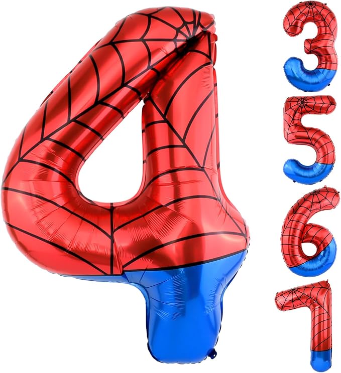 40 Inch Vibrant Spider-Themed Number Foil Balloons by AXBMM