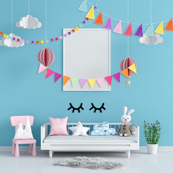 Irenare 9.8 ft Pom Pom Garland for Classroom Felt Rainbow Garland Back to - Image 8