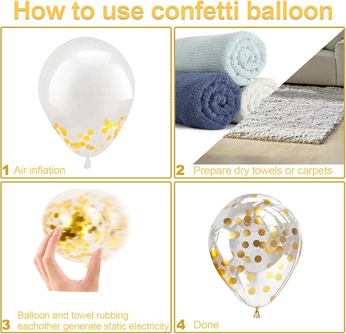 Bezente Gold Confetti Latex Party Balloons 60 Pack 12 inch | Helium Gold - Image 6