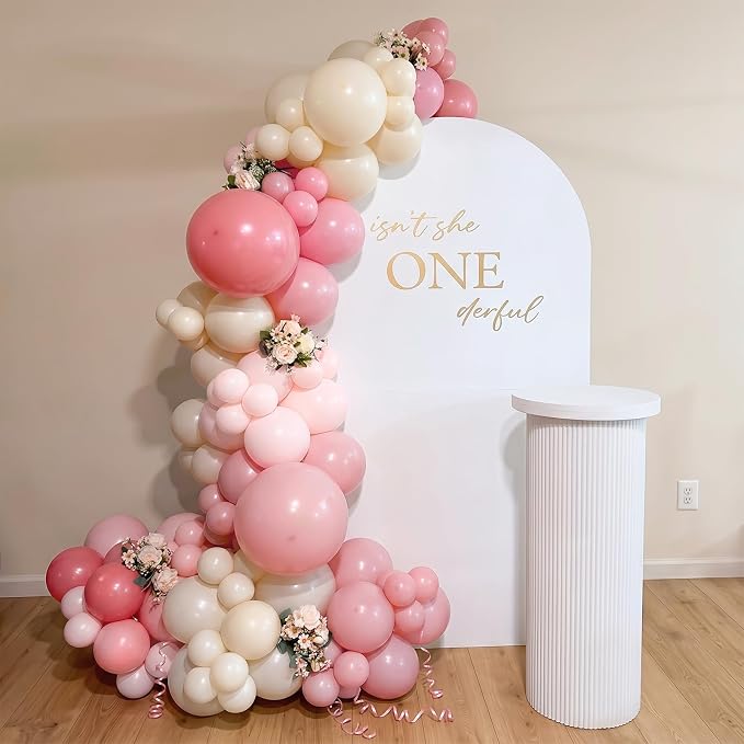 Dusty Pink Balloons, 12 Inch Boho Pastel Light Pink and White Balloons - Image 3