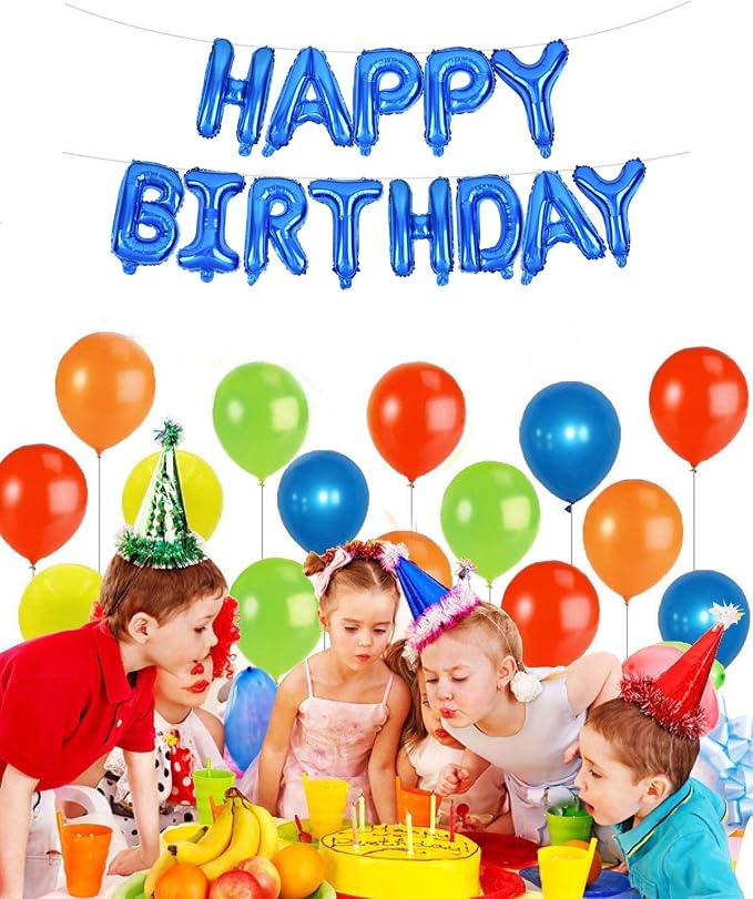 TONIFUL 16 Inch Blue Happy Birthday Balloons Banner Decorations - Image 4