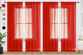 SpaceDresser Sheer Red Curtains 4 Panels Rod Pocket Semi-Sheer Curtain 63 by SpaceDresser