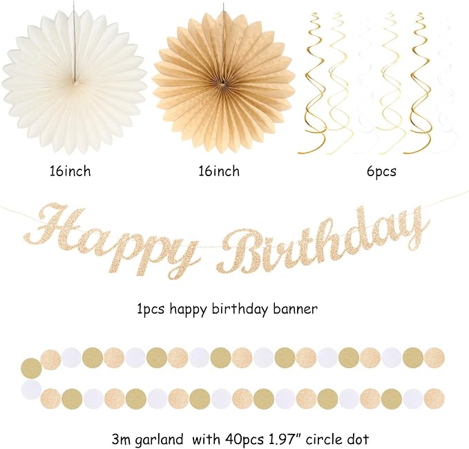 Champagne-Gold Beige Fall Boho Birthday Party-Decorations - Image 3