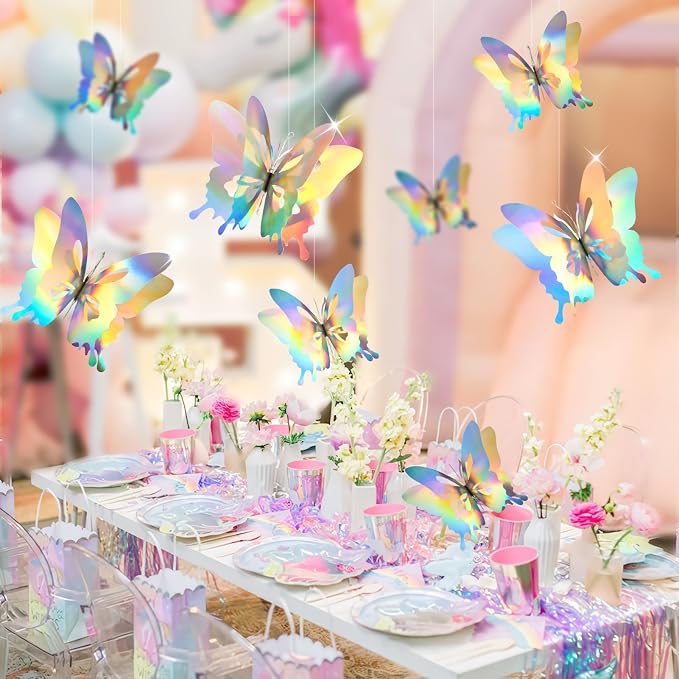 8 Pcs Hanging Butterfly Decorations, Butterfly Birthday Decorations Made - Image 4